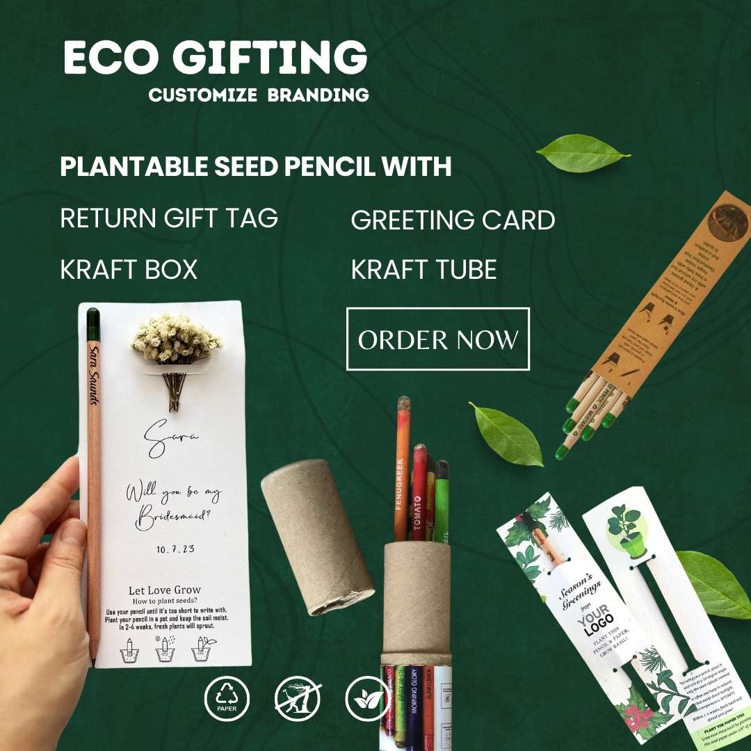 Personalized Event Seed Pencil - Pack of 500 Bulk Order | Ecosphere Stationery | Corporate Events | CSR Events