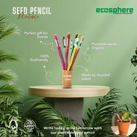 Personalized Event Seed Pencil - Pack of 500 Bulk Order | Ecosphere Stationery | Corporate Events | CSR Events